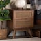 Baxton Studio Barrett Mid-Century Walnut Brown Finished Wood and Synthetic Rattan 2-Drawer Nightstand 192-11298-ZORO - alternate 1